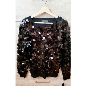 INC WOMENS BLACK SEQUINED BLOUSE SWETSHIRT